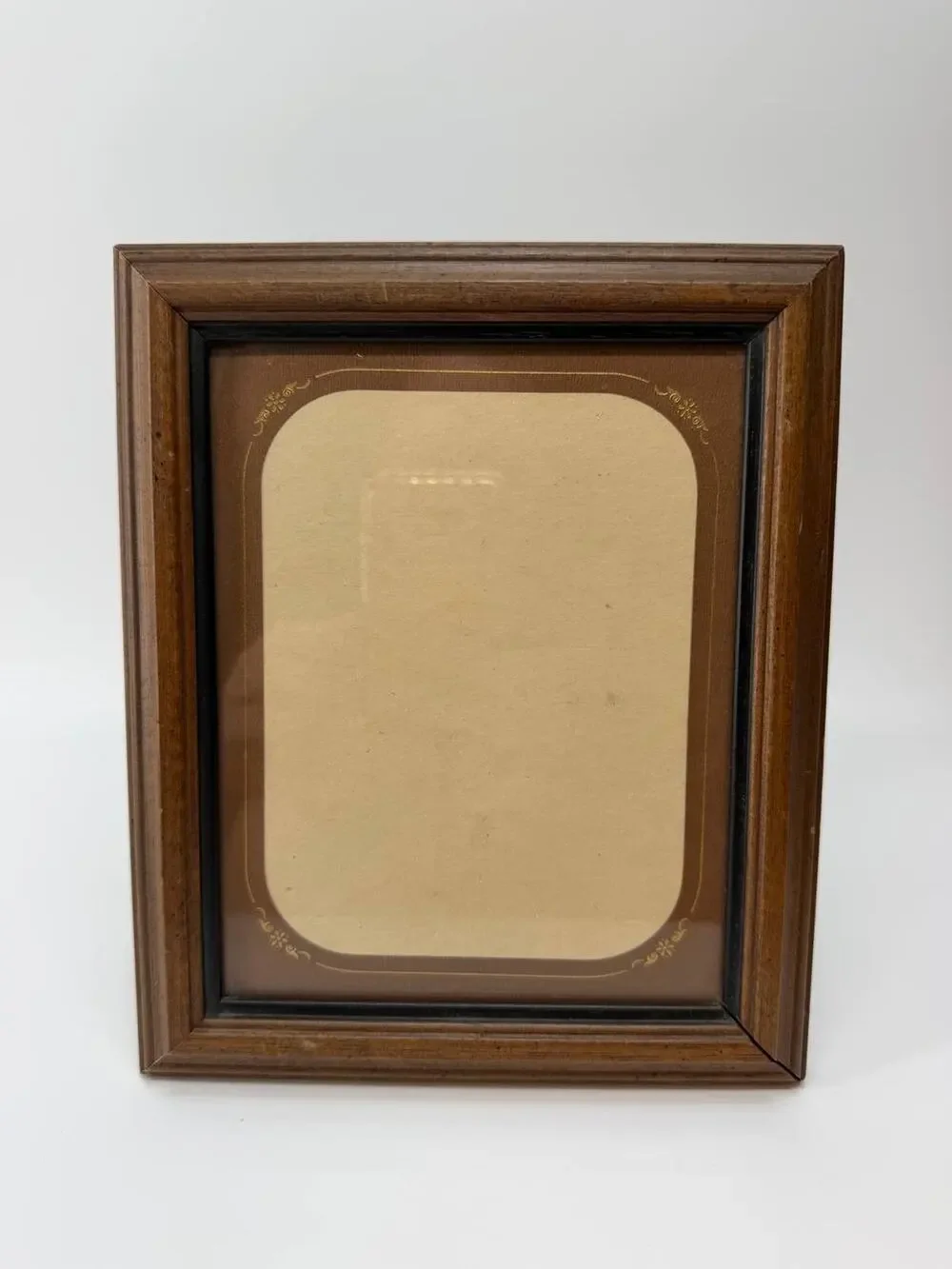 Wood Picture Frame Desktop Display Glass Insert Brown Wood Photo Frame Stand